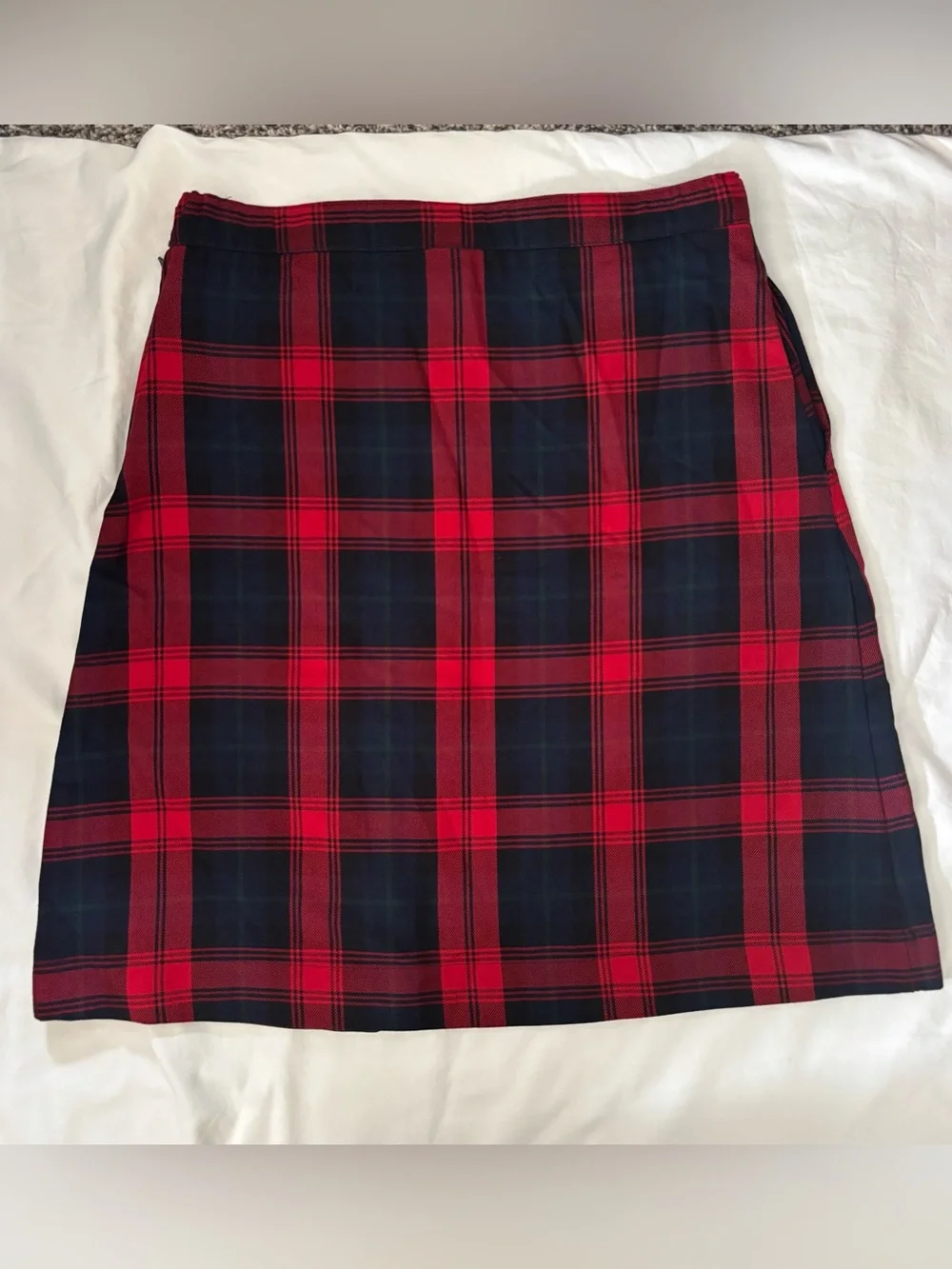 Lands' End Red and Navy Plaid Uniform Skirt